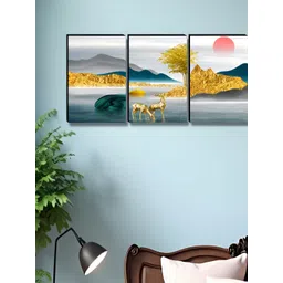 Myntra Elegant Homes Grey & Gold-Toned 3 Pieces Deer Wall Arts-picture-37