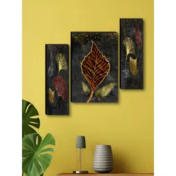 Myntra Elegant Homes Grey & Gold-Toned 3 Pieces Floral and Botanical Wall Art-picture-39
