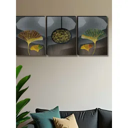 Myntra Elegant Homes Grey & Gold-Toned 3 Pieces Floral & Botanical Wall Art-picture-10