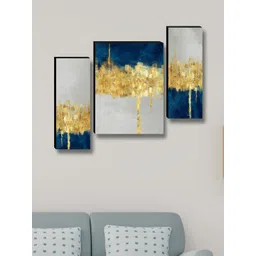 Myntra Elegant Homes Grey & Gold-Toned 3 Pieces Floral and BotanicalWall Paintings-picture-22