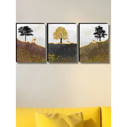 Myntra Elegant Homes Grey & Gold-Toned 3 Pieces Tree Floral & Botanical Wall Art-picture-13
