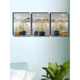 Myntra Elegant Homes Grey & Gold-Toned 3 Pieces Tree Floral & Botanical Wall Art-picture-14