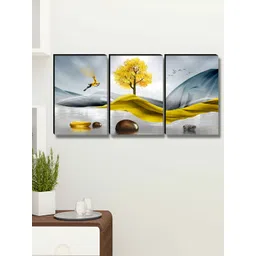 Myntra Elegant Homes Grey & Gold-Toned 3 Pieces Tree Printed Wall Arts-picture-33