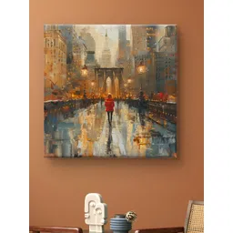 Myntra Elegant Homes Grey & Gold-Toned Printed Canvas Wall Art-picture-29