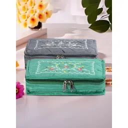 Myntra Elegant Homes Grey & Green 2 Pieces 7-Compartments Jewellery Organisers-picture-28