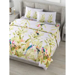 Myntra Elegant Homes Grey & Green Printed 180 TC Cotton King Bedsheet Set 2.70 m x 2.70 m-picture-21