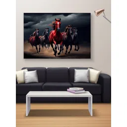 Myntra Elegant Homes Grey & Red Seven Running Horses Vastu Canvas Wall Art-picture-14