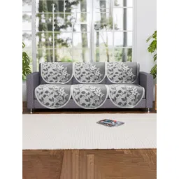 Myntra Elegant Homes Grey & White 3 Seater Cotton Sofa Cover-picture-34