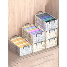 Myntra Elegant Homes Grey & White 6 Pieces Printed Foldable Multi-Utility Organisers-picture-15