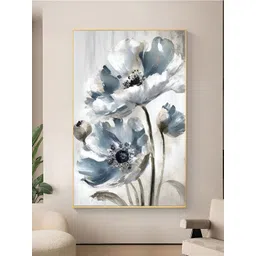 Myntra Elegant Homes Grey & White Floral Canvas Wall Art-picture-18