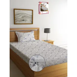 Myntra Elegant Homes Grey Printed 300 TC Fitted Single Bedsheet Set 1.50 m x 2.20 m-picture-31