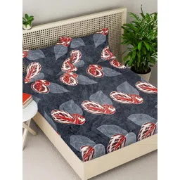 Myntra Elegant Homes Grey Printed Woollen 300 TC Fitted King Bedsheet Set 2.5 x 2.2 m-picture-30