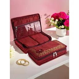 Myntra Elegant Homes Maroon 2 Pieces 7-Compartments Jewellery Organisers-picture-22