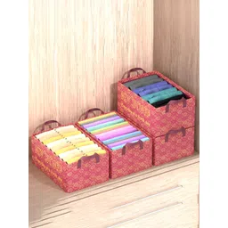 Myntra Elegant Homes Maroon 4 Pcs Cloth Storage Bag With Handle-image-2