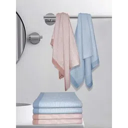 Myntra Elegant Homes Maroon & Blue 5 Striped Cotton 150 GSM Bath Towel-picture-18