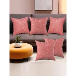 Myntra Elegant Homes Maroon & Brown 5 Pieces Floral Velvet Square Cushion Covers-picture-19