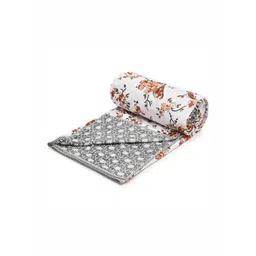 Myntra Elegant Homes Maroon & Grey Floral AC Room 210 GSM Double Bed Dohar-picture-35