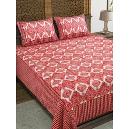 Myntra Elegant Homes Maroon Floral Printed Cotton 180 TC King Bedsheet Set 2.74 m x 2.54m-image-29