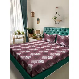 Myntra Elegant Homes Maroon Floral Pure Cotton 400 TC Double King Bedsheet Set-2.5mX2.25m-image-46