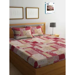 Myntra Elegant Homes Maroon Floral Pure Cotton 400 TC Fitted King Bedsheet Set-2.5mX2.25m-image-47