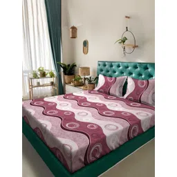 Myntra Elegant Homes Maroon Geometric Printed 300 TC King Bedsheet Set 2.5 x 2.25 m-image-24