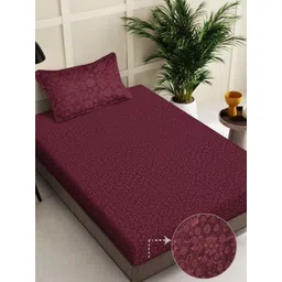Myntra Elegant Homes Maroon Printed Woollen 300 TC Single Bedsheet Set 2.25 m X 1.5 m-picture-12