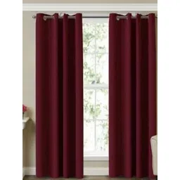 Myntra Elegant Homes Maroon Set of 2 Solid Regular Window Curtain-image-6