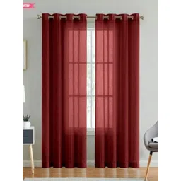 Myntra Elegant Homes Maroon Set of Single Solid Regular Window Curtain-image-7