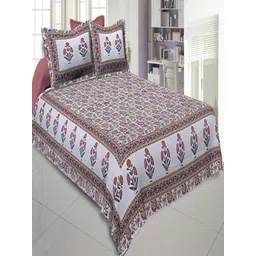 Myntra Elegant Homes Multi 180 TC Superfine Ethnic Motifs Cotton Queen Bedsheets-picture-22