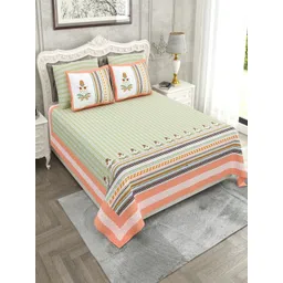 Myntra Elegant Homes Multi 260 TC Superfine Ethnic Motifs Cotton Super King Bedsheets-picture-13