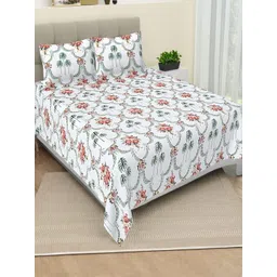 Myntra Elegant Homes Multi 260 TC Superfine Ethnic Motifs Cotton Super King Bedsheets-picture-28