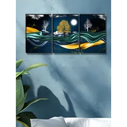 Myntra Elegant Homes Navy Blue 3 Pieces Tree & Moon Floral and Botanical Wall Art-picture-30