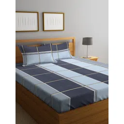 Myntra Elegant Homes Navy Blue & Black Printed 300 TC King Bedsheet Set 2.50 m x 2.20 m-picture-10