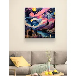 Myntra Elegant Homes Navy Blue & Pink Modern Art Canvas Wall Art-picture-34