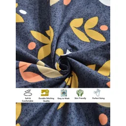 Myntra Elegant Homes Navy Blue Floral 300 TC Single Bedsheet with 1 Pillow Covers image 4
