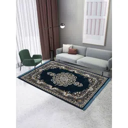 Myntra Elegant Homes Navy Blue Floral Printed Reversible Velvet Carpet-picture-24
