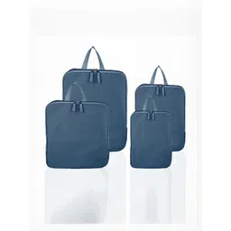 Myntra Elegant Homes Navy Blue Set of 4 Waterproof Travel Kit for Toiletries with Handles-image-31