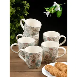 Myntra Elegant Homes Off White & Blue Ethnic Motifs Printed Stoneware Matte Cups Set of Cups and Mugs-picture-15