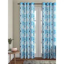 Myntra Elegant Homes Off White & Blue Ethnic Motifs Room Darkening Door Curtain-picture-26