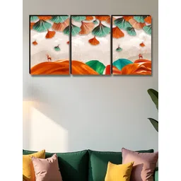 Myntra Elegant Homes Off White & Orange 3 Pieces Deer Painting Wall Arts-picture-35