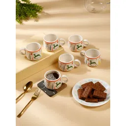 Myntra Elegant Homes Off White & Orange Hand Painted Printed Ceramic Matte Cups Set of Cups and Mugs-picture-20