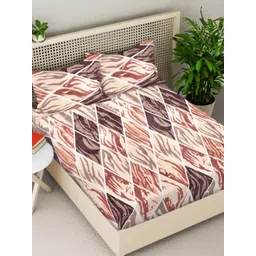 Myntra Elegant Homes Off White Printed Woollen 300 TC Fitted King Bedsheet Set 2.5 x 2.2 m-picture-31