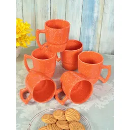 Myntra Elegant Homes Orange 6 Pieces Ceramic Glossy Mugs-picture-32