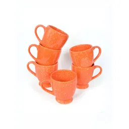 Myntra Elegant Homes Orange 6 Pieces Ceramic Glossy Mugs image 3