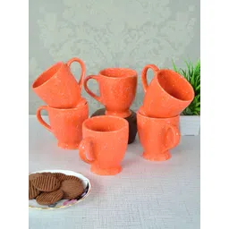Myntra Elegant Homes Orange 6 Pieces Ceramic Glossy Mugs image 1