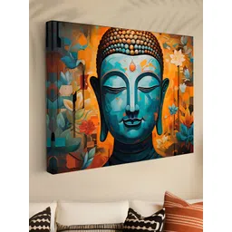 Myntra Elegant Homes Orange & Blue Buddha Canvas Wall Art-picture-34