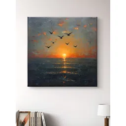 Myntra Elegant Homes Orange & Green Birds Canvas Wall Art-picture-16