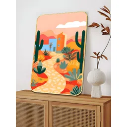Myntra Elegant Homes Orange & Green Desert Landscape Wooden Wall Art-picture-13