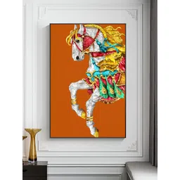 Myntra Elegant Homes Orange & Green Majestic Horse Framed Canvas Wall Art-picture-28