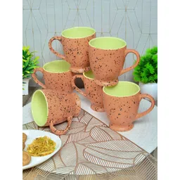 Myntra Elegant Homes Orange & Lime Green 6 Pieces Ceramic Matte Mugs-picture-30